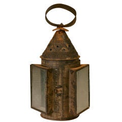 Early Paul Revere-Style Pierced Tin Lantern