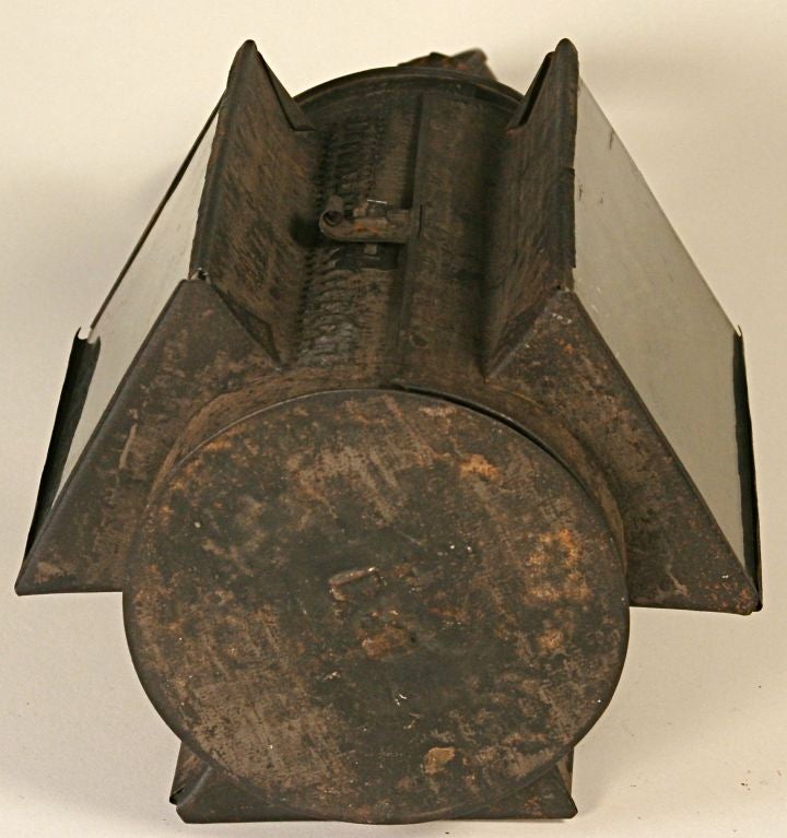 Glass Early Paul Revere-Style Pierced Tin Lantern
