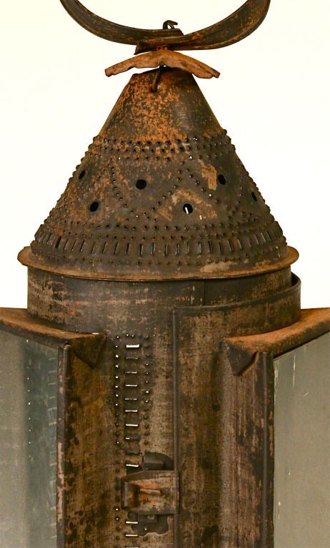 Early Paul Revere-Style Pierced Tin Lantern 1
