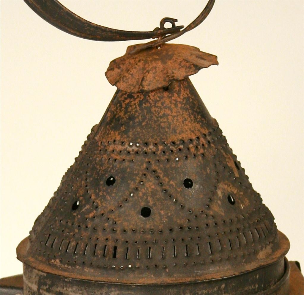 Early Paul Revere-Style Pierced Tin Lantern 2