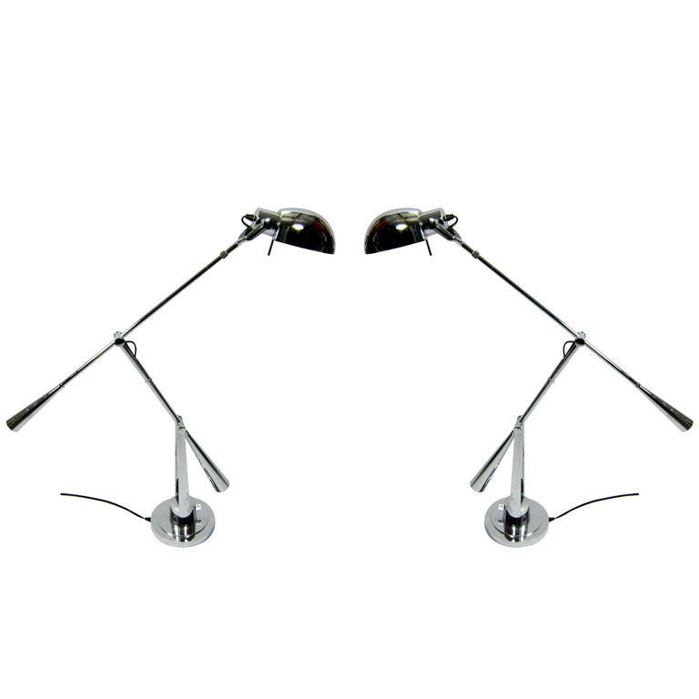 Pair of Equilibrium Chrome  Table Lights