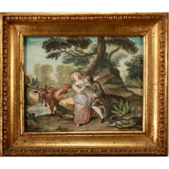 Pastoral Watercolor, Scene Gallant of a dairy maid's seduction