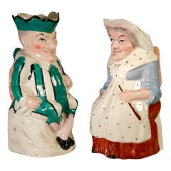 Antique Staffordshire Punch & Judy Pitchers