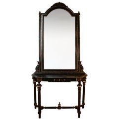 Mother of Pearl-Inlaid Console Table & Pier Mirror
