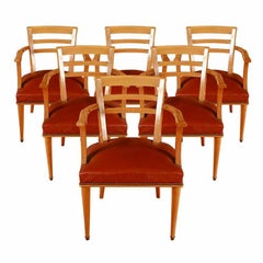 Six Mid-Century Dining Room Chairs, Style of Jules Leleu