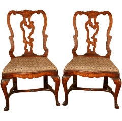 Pair of 18th Century Anglo-Irish Marquetry Side Chairs