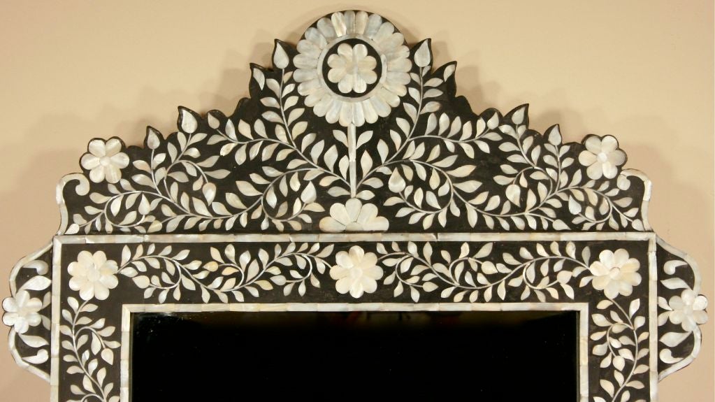Large Anglo-Indian Mother-of-Pearl-Inlaid Mirror In Good Condition In San Francisco, CA
