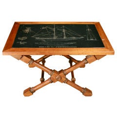 American Slate-Topped Nautical Table