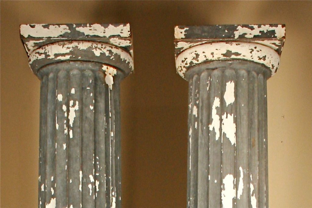 English Pair of Galvanized Metal Doric Columns