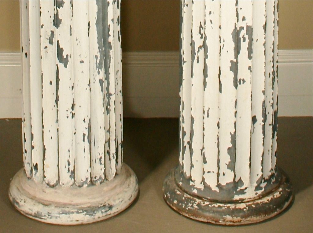 19th Century Pair of Galvanized Metal Doric Columns