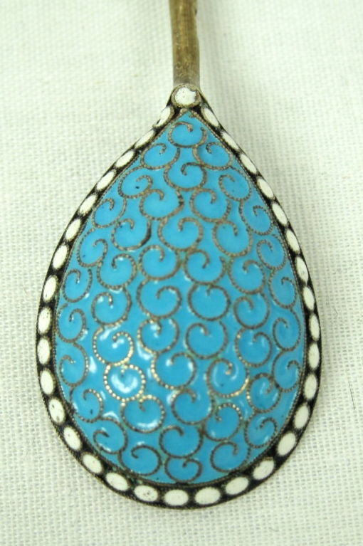 Russian Spoon, Enamel, Gilt Over Silver, W Mark 2