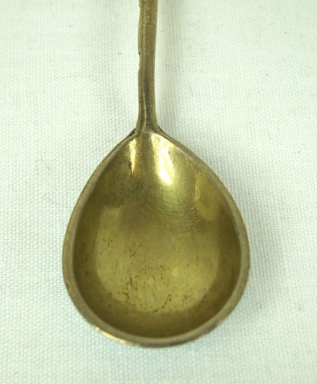 Russian Spoon, Enamel, Gilt Over Silver, W Mark 4