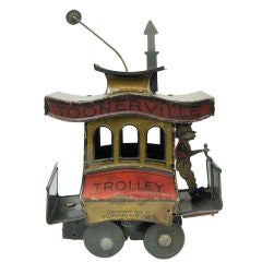 Antique 1922 Tin Toonerville Trolley Windup Toy Made In Germany