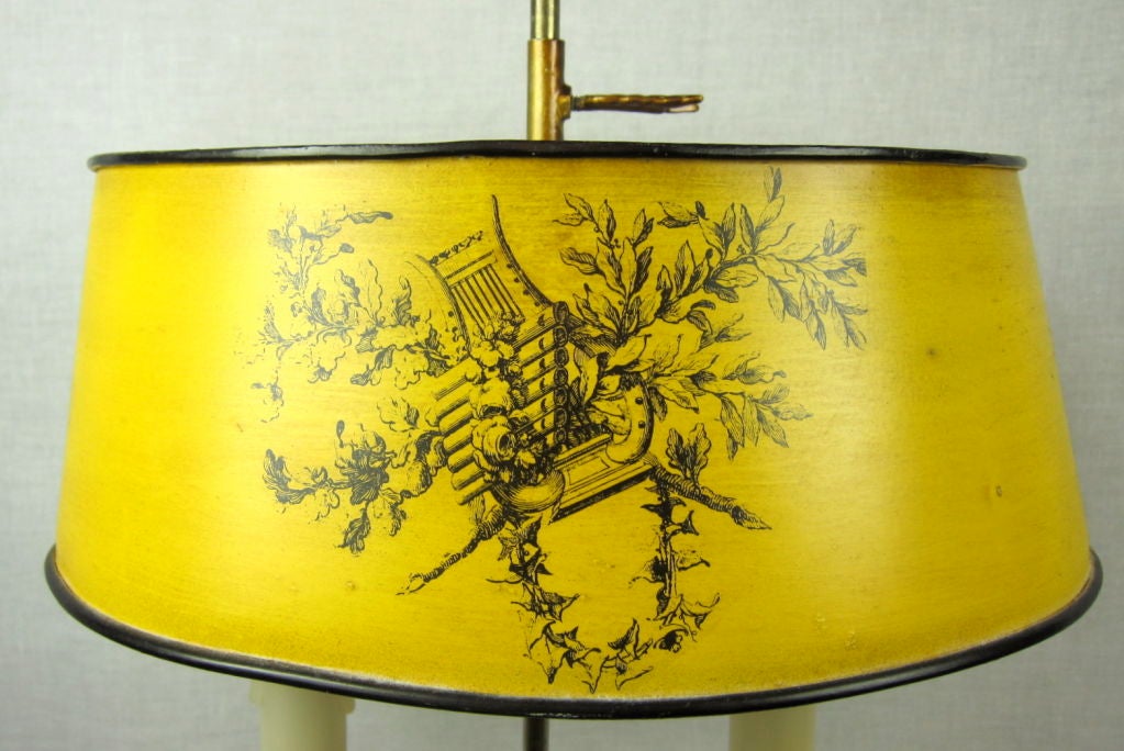 Offered is a beautiful hand painted and stenciled French lamp. With two faux candle lights and removable shade.<br />
Please Note: Not all items are actually in this location at any given time. If you're in San Francisco and would like to see a