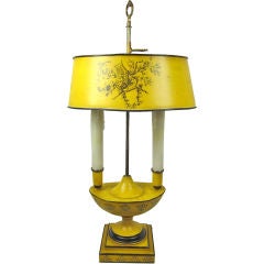 30s-40s French Yellow Painted Hand-stenciled Toile Lamp