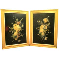 Pair of Floral Paintings on Panel, Jennens & Bettridge