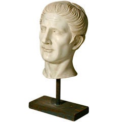 Classical-Style Marble Bust, Head of a Roman Man