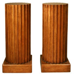 Pair of Fluted Beechwood Display Pedestals