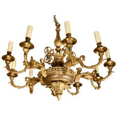 Victorian Brass Rococo-Revival Chandelier