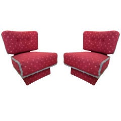 Vintage 1950
s  Red Armchairs (armless) Club Chairs-pair