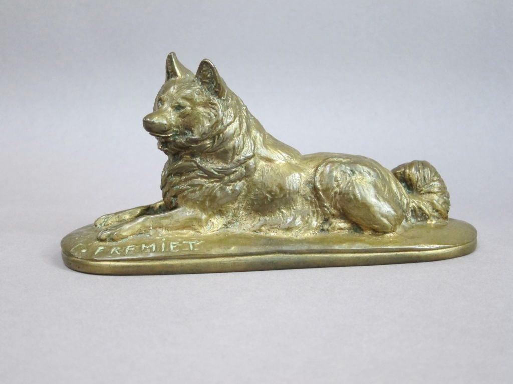 Emmanuel Fremiet Bronze Dog (Keeshond? Akita? Husky?)