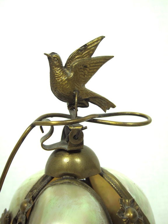 Antique Victorian Brass & Mother Of Pearl Table Bell 2