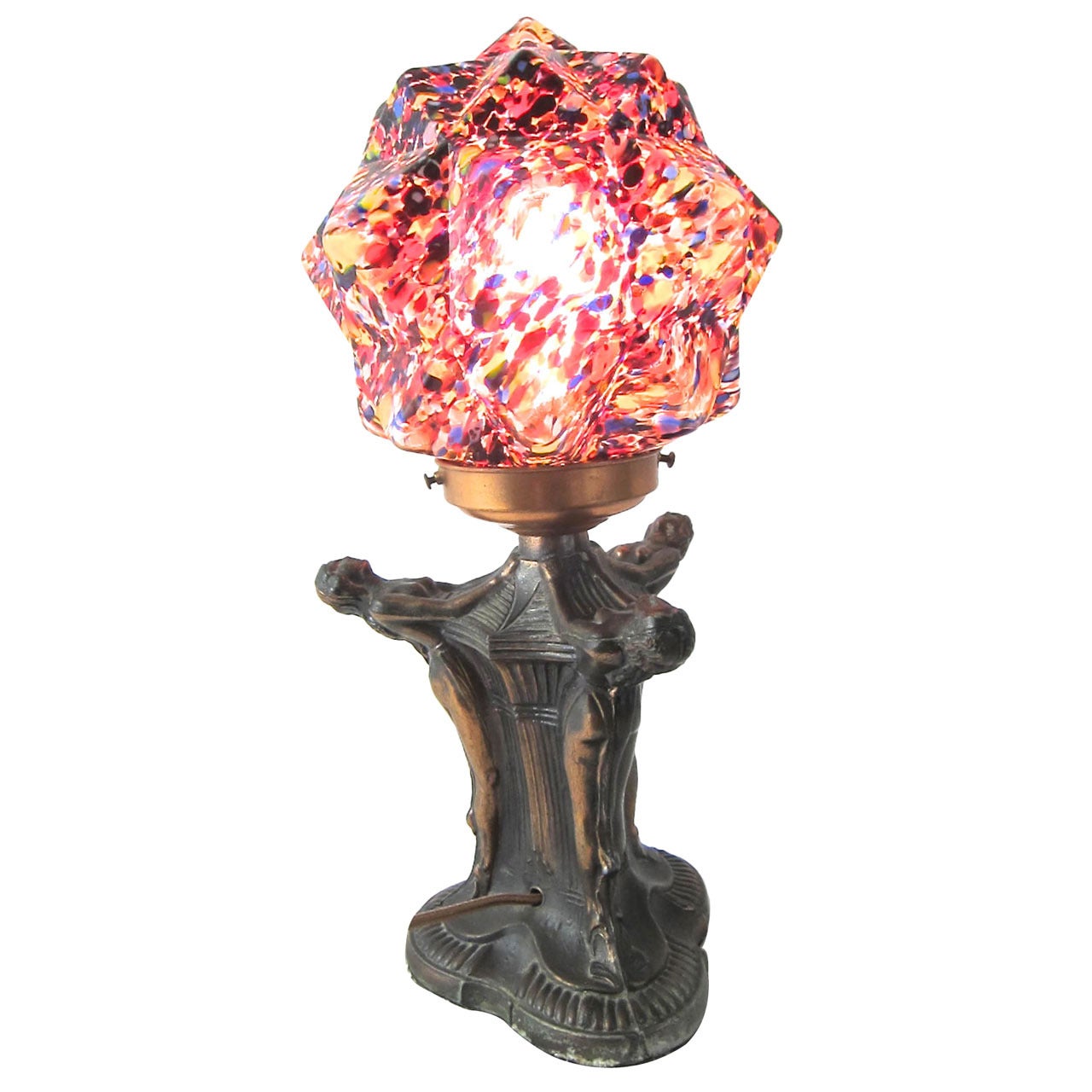 Art Deco Copper Flappers  End Of The Day Starburst Multi-colored Globe Lamp