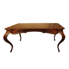 French Cabriole  Legs  Walnut Double Drawer Writing Table  Desk