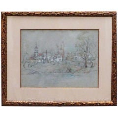 Vintage Reynolds Beal, Pastel, Rockport, Massachusetts Village Scene