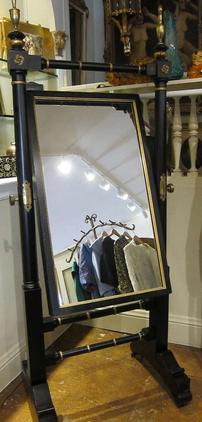 Empire Black & Gold Huge Double Sided Partners Dressing Floor Mirror- wheels