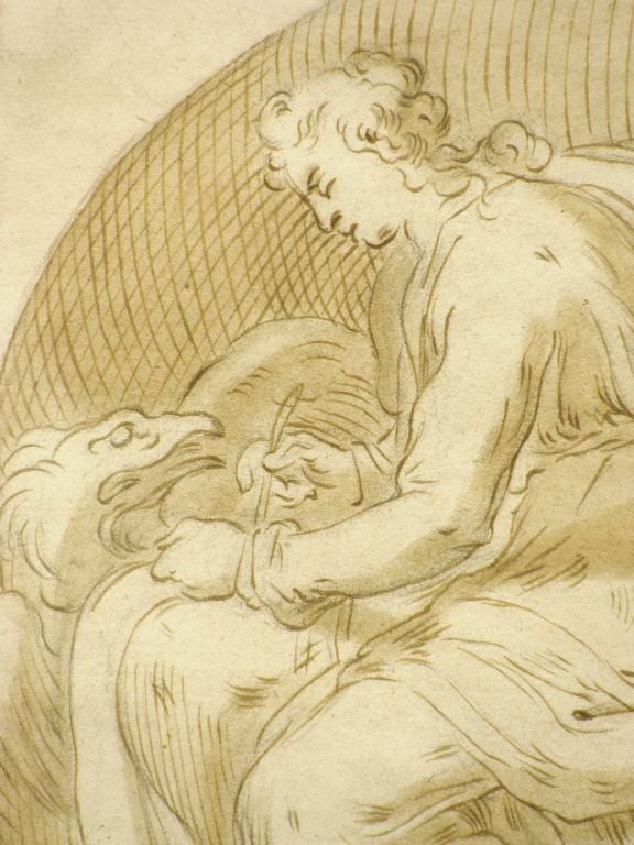 This Old Master drawing is by Cornelis Bloemaert II (1603 – 1692), a distinuished Dutch Golden Age painter and engraver.<br />
<br />
The image is thought to depict St. John the Evangelist. The subject seems to be writing a letter -- or gospel.