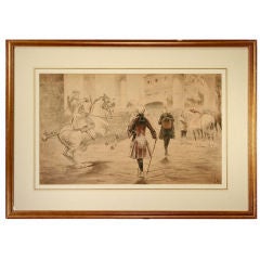 Louis Vallet, Pen 
Ink Drawing, French