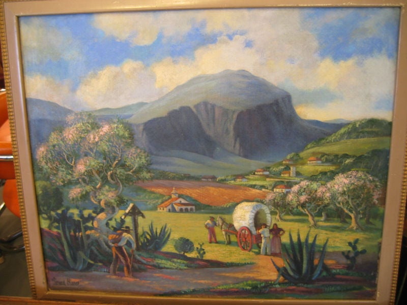Ninnes, Bernard, Maillorca Genre Painting with Covered Wagon
