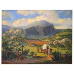 Ninnes, Bernard, Maillorca Genre Painting with Covered Wagon
