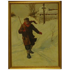 Vintage "Heading Out!" oil painting by Theodore Hamilton