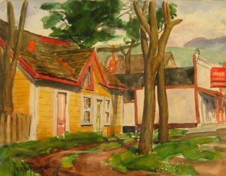 Justin Faivre watercolor, Clayton Street, Alameda, California