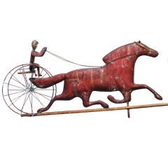 Copper Weather Vane of Jockey and Racing Horse