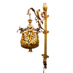 Italian  Gilded Iron Ornate Wall Hanging Lamp-4 Camdles