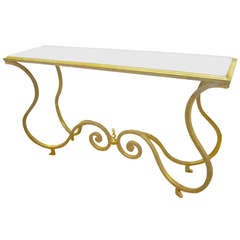 Gold Iron & Carrera Marble Console-Murray's Iron Works USA
