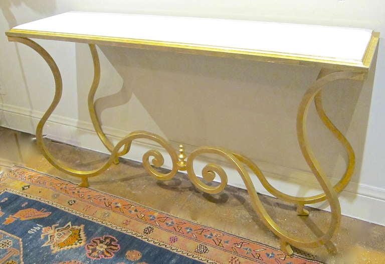 Gold Iron & Carrera Marble Console-Murray's Iron Works USA