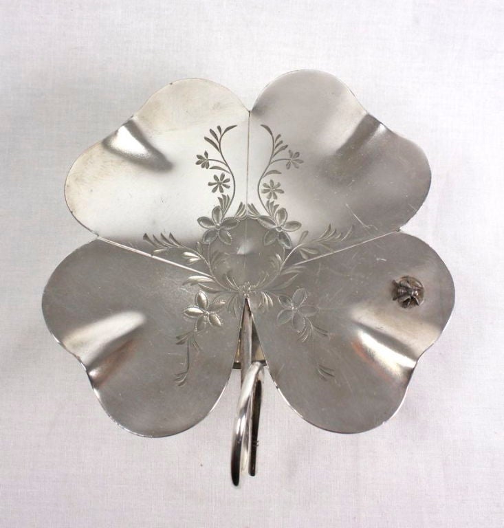 American Antique Rogers Smith & Co Silver Plate Clover Truffle Tray