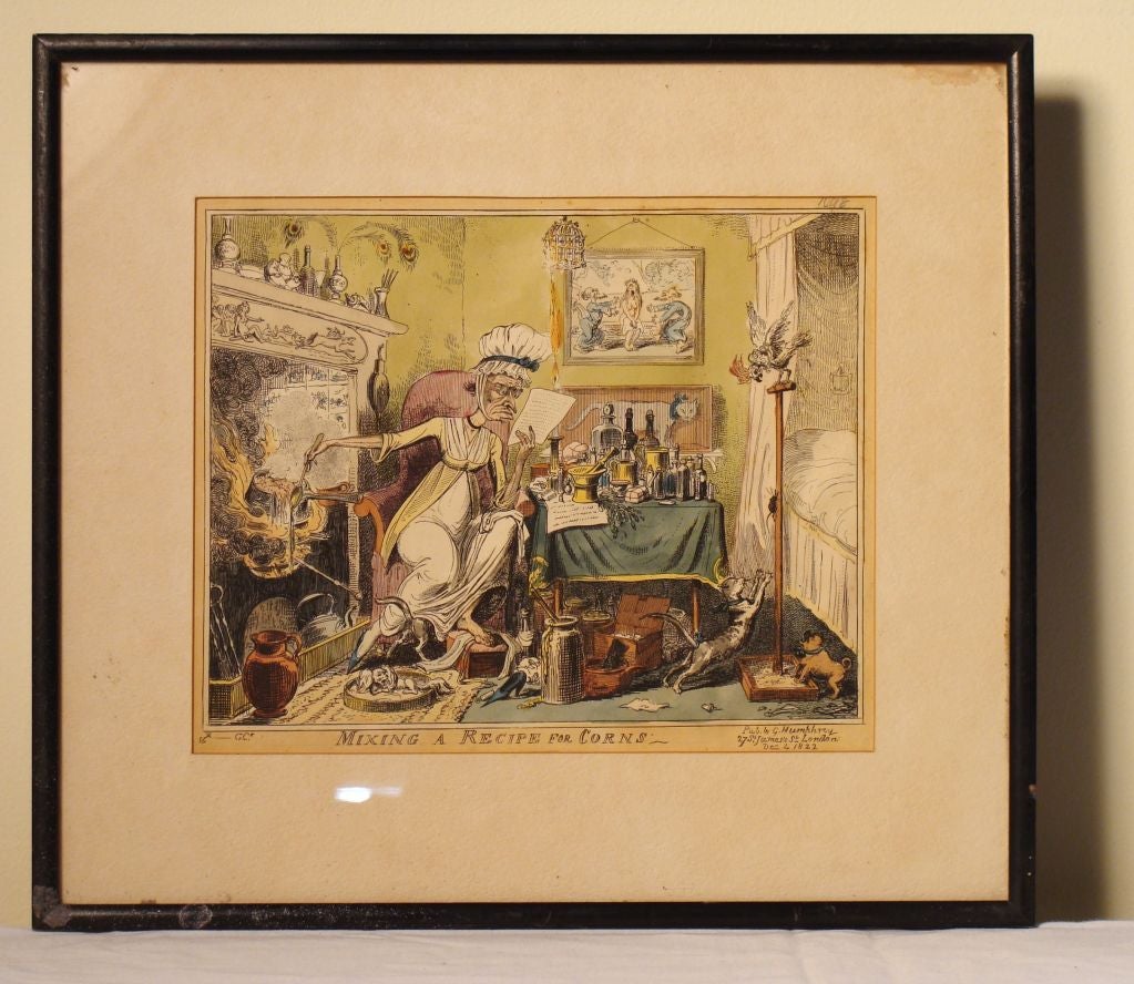 Hand-colored engraving of a fantastical scene, 