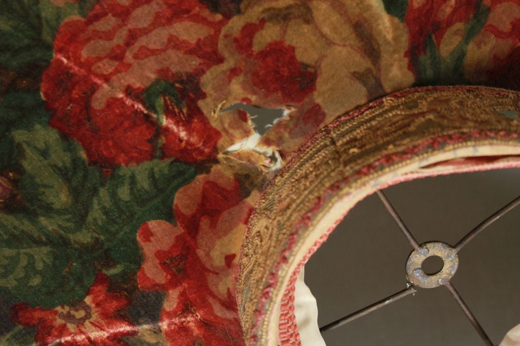 Victorian Carved Gilded  Floor Lamp  Floral Fringe Shade 71