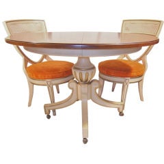 Dorothy Draper Dining Room Table W/ Leaf Four Chairs