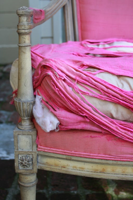 Louis VXI Beacon Hill 1950 pink torn upholstery square back Begeres. Perfect for Elton John's Estate! We have left the chairs in original condition as they are perfect for a movie set of your own design! Or you may recover...these are great for