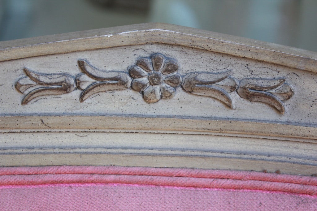 Mid-20th Century Louis VXI Beacon Hill Vogue pink torn upholstered Bergeres