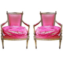 Louis VXI Beacon Hill Vogue pink torn upholstered Bergeres