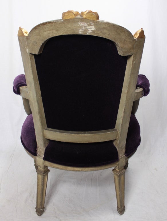 Louis VXI eggplant purple mohair gilded  Begeres chairs 4
