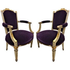 Louis VXI eggplant purple mohair gilded  Begeres chairs