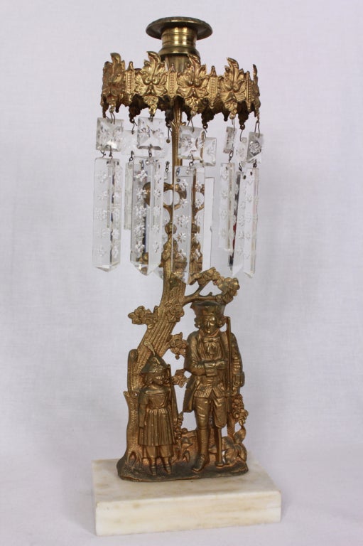 20th Century Crystal Girondles  American Revolution Peg Leg Man Girl Tree